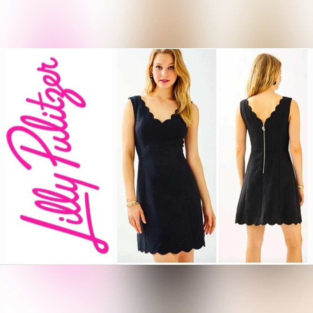 Lilly Pulitzer Sabeen Sleeveless Dress in Black Onyx Fern Pucker Jacquard Sz 4 - Picture 1 of 16